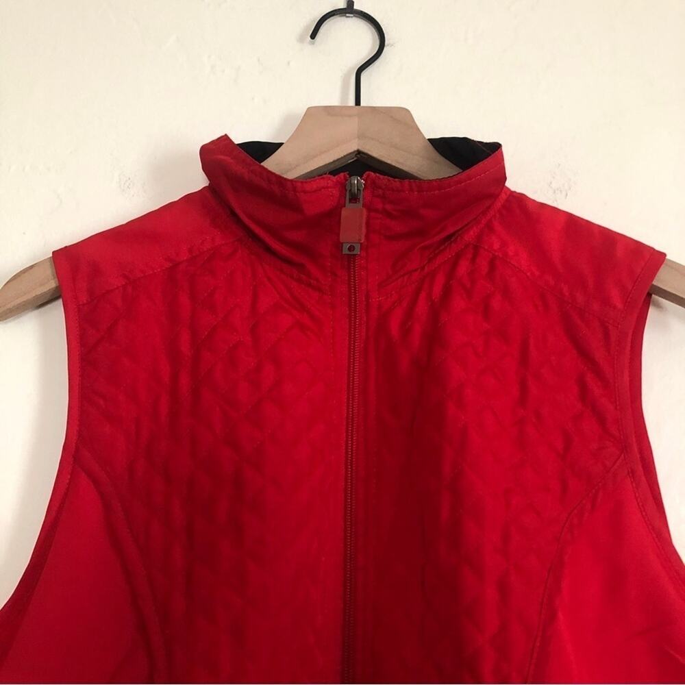 Oleg Cassini Sport Red Quilted Black Sleeveless Windbreaker Vest Jacket Large - Picture 4 of 10